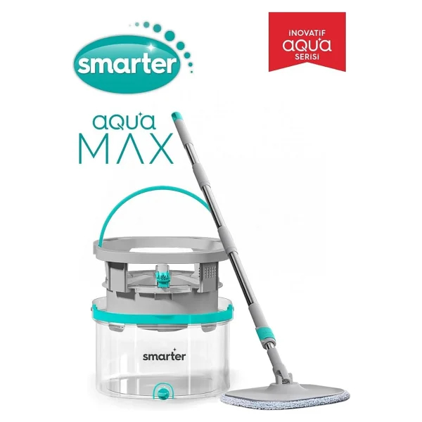 Smarter Aqua Max Özel Seri Şeffaf Temiz & Kirli Suyu Ayırma Çift Kova Temizlik Seti Mop Paspas - Çok Renkli - Görsel 2