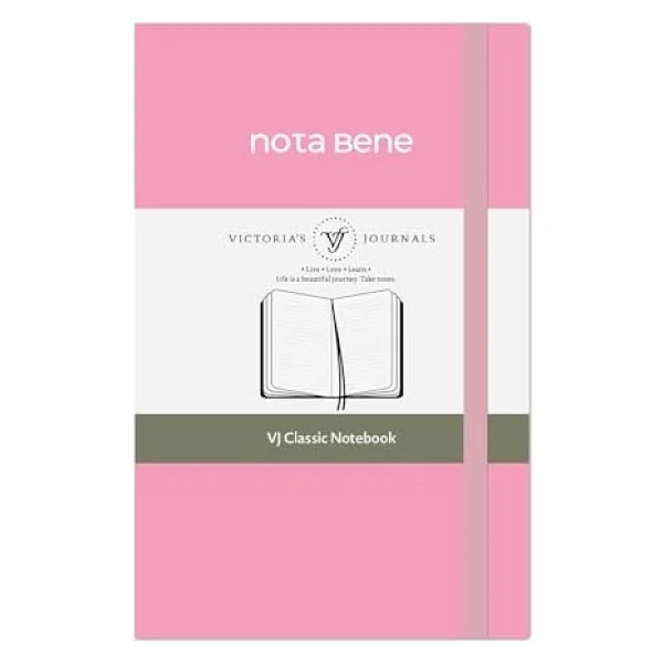 Victoria's Journals Nota Bene Classic Sert Kapak Defter (Pembe, 9x14 Cm) - Görsel 2