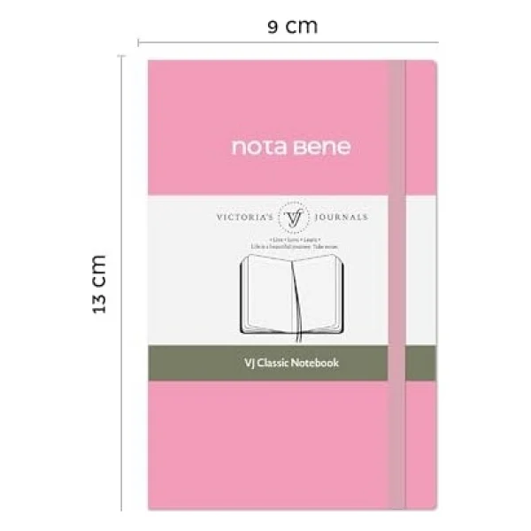 Victoria's Journals Nota Bene Classic Sert Kapak Defter (Pembe, 9x14 Cm) - Görsel 3
