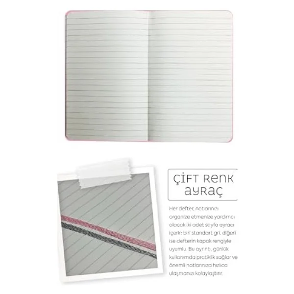 Victoria's Journals Nota Bene Classic Sert Kapak Defter (Pembe, 9x14 Cm) - Görsel 5