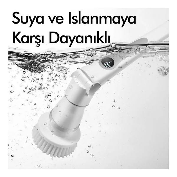 Kablosuz Şarjlı Temizlik Fırçası 8 Başlıklı 3 Kademe Hız Ayarlı Teleskopik Çok Amaçlı Ev Cihazı - Görsel 2