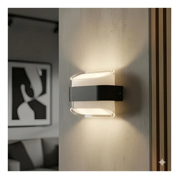 Dekoratif Aydınlatma 12w LED Aplik Cata Gozo Dış Ve İç Mekan Duvar Apliği - 3200k Günışığı, Ip44, Şeffaf Plexiglass Çerçeve, Modern Bahçe Aplik, Veranda, Teras Ve Dış Cephe - Görsel 4