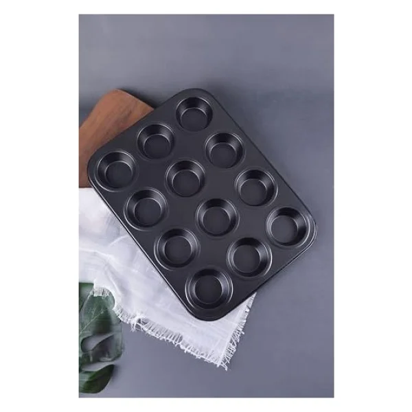 Karbon Çelik 12 Li Muffin Cupcake Kek Pişirme Kalıbı Cin800sy - Görsel 4
