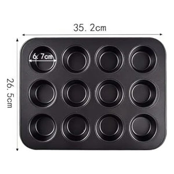 Karbon Çelik 12 Li Muffin Cupcake Kek Pişirme Kalıbı Cin800sy - Görsel 5