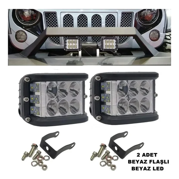 Off Road LED Bar Delici Beyaz Işık - Beyaz Flaşlı 2 Adet Metal 12 Volt - Görsel 2