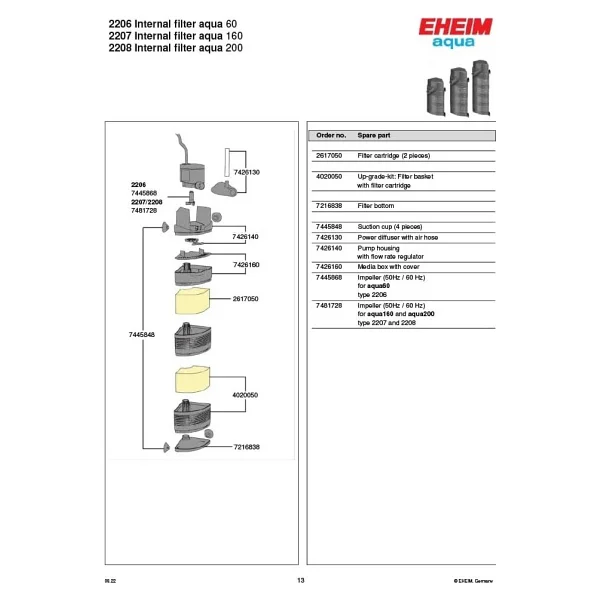Eheim Aqua 200 440 Lt/H Akvaryum İç Filtre - Görsel 9
