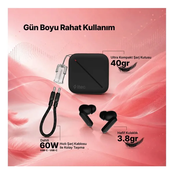 Ttec Airbeat Pro Max Square 2km181 ANC TWS Kulak İçi Bluetooth Kulaklık - Görsel 4