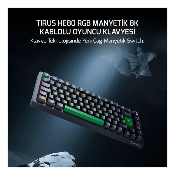 Gamepower Tirus He80 8K RGB Tkl Magnetic Switch Kablolu Oyuncu Klavyesi - Görsel 3