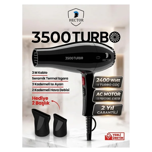 Hector 3500 Turbo 2400 W Saç Kurutma Makinesi - Görsel 3