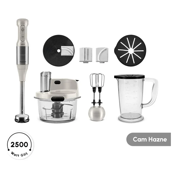 Karaca Mastermaid Prosteel Swiss Cream 2500 W Cam Mutfak Robotu - Görsel 2