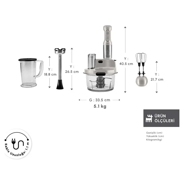 Karaca Mastermaid Prosteel Swiss Cream 2500 W Cam Mutfak Robotu - Görsel 3