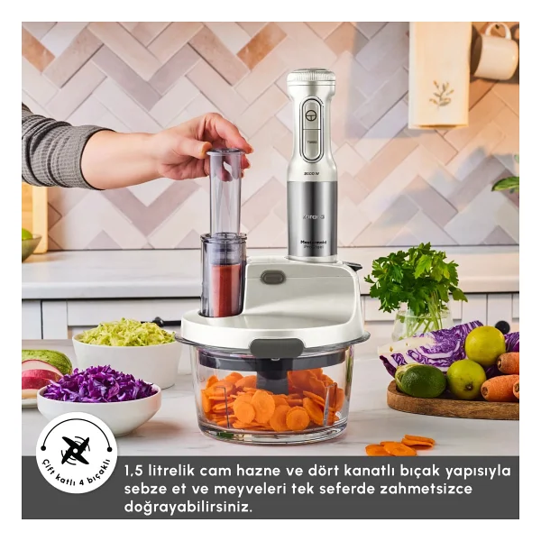 Karaca Mastermaid Prosteel Swiss Cream 2500 W Cam Mutfak Robotu - Görsel 7
