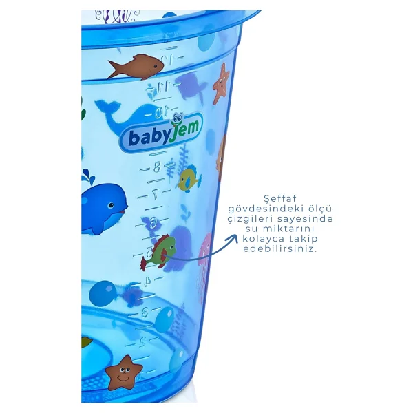 Babyjem 923 Şeffaf Kova & Maşrapa Set Mavi Desenli - Görsel 5