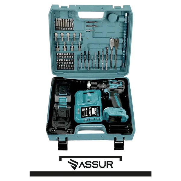 Assur Plus 21v 2.0ah Bakır Sargı Kömürsüz Motor Çelik Mandren Darbeli Şarjlı Matkap Akülü Vidalama - Görsel 4