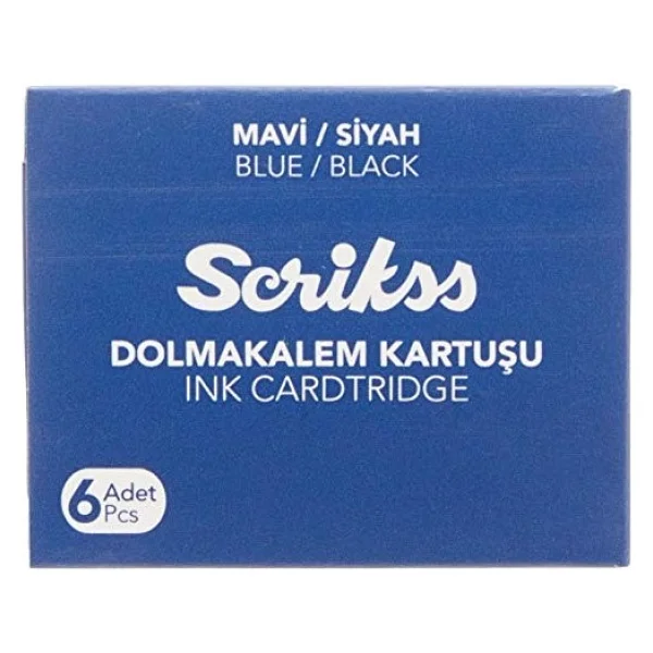 Scrikss Kartuş Dolma Kalem Kartuşu 6'lı Blister 10'lu Paket Mavisiyah - Görsel 3