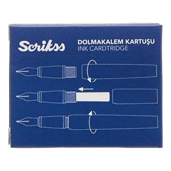 Scrikss Kartuş Dolma Kalem Kartuşu 6'lı Blister 10'lu Paket Mavisiyah - Görsel 4