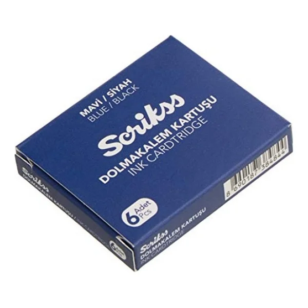 Scrikss Kartuş Dolma Kalem Kartuşu 6'lı Blister 10'lu Paket Mavisiyah - Görsel 5