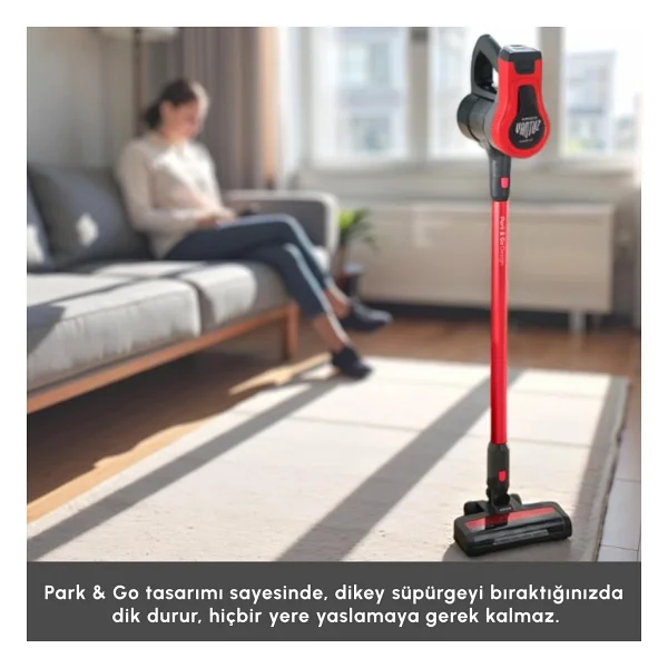 Karaca Vantuz Power Up Kırmızı Dikey Süpürge - Görsel 3