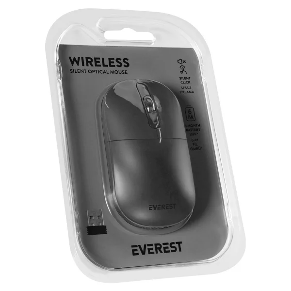 Everest Smw-384 Gri Sessiz Optik Kablosuz Mouse - Görsel 6