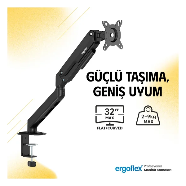 Ergoflex Ef X8 Amortisörlü 17-32inch Monitör Kolu 2-9 Kg Monitör Standı 2026 Versiyon - Görsel 3