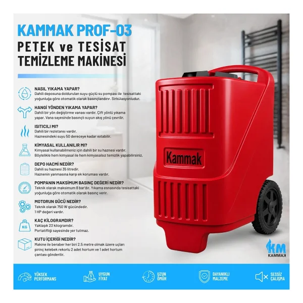 Kammak Prof-03 Çift Yönlü Isıtıcılı Petek Temizleme Makinesi - Görsel 5