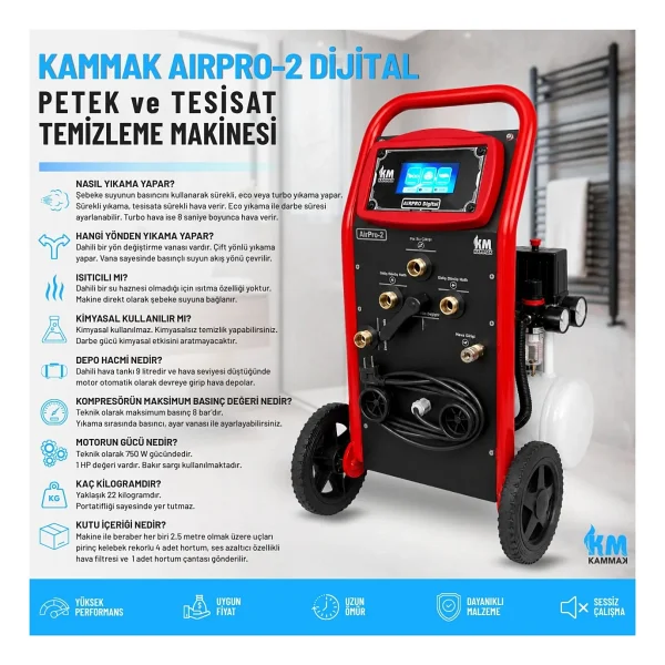 Kammak Airpro-2 Digital Kompresörlü Petek Temizleme Makinesi - Görsel 6
