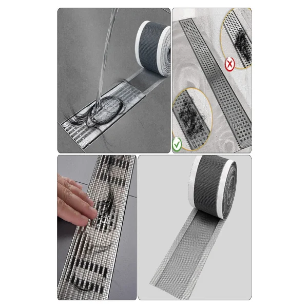 4 Metre Yapışkanlı Banyo Gider Koruyucu Saç Toplayıcı - Gider Böcek Koruyucu Gider Süzgeci - Görsel 3