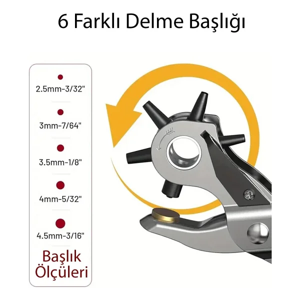 Eco Lounge 6 Farklı Uçlu Kemer Delme Pensesi Deri Kemer Ve Kumaş Için Ayarlanabilir Delik Açıcı El Aleti - Görsel 3