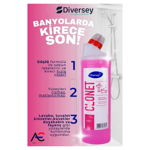 Diversey Taski Clonet Kireç Çözücü 750 Ml + Taski R6 Wc Tuvalet Temizlik 750 Ml - Görsel 2
