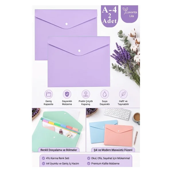 Kraf Çıtçıtlı Dosya A4 Şeffaf 11 Delikli 1229 - Görsel 7