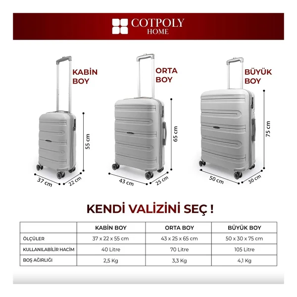 Cotpoly Artemis Polipropilen Büyük Boy Valiz - Görsel 4
