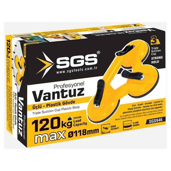 Sgs 946 Plastik Gövde Üçlü Cam Vantuzu - Görsel 2