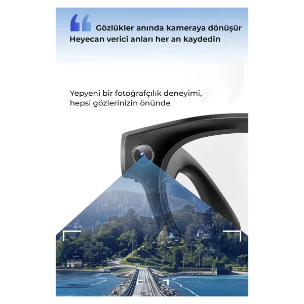 Eco Lounge Pro Max Akıllı Gözlük Kameralı Yapay zeka,Müzik dinleme,telefon ile konuşma bluetooth - Görsel 4