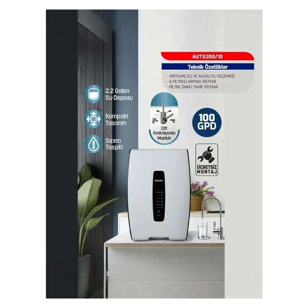 Philips AUT3200/10 Dijital Pompalı Su Arıtma Cihazı - Görsel 3