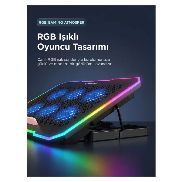 Rampage Freez S48 RGB 6 Fanlı 15.6" Laptop Soğutucu - Görsel 3