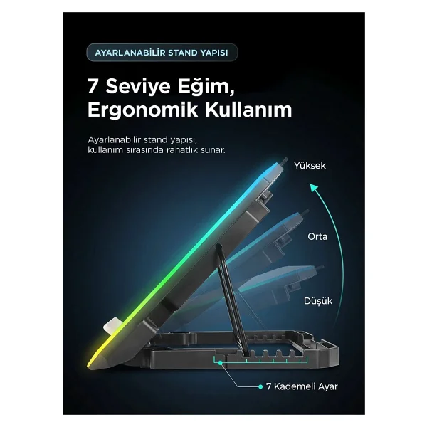 Rampage Freez S48 RGB 6 Fanlı 15.6" Laptop Soğutucu - Görsel 5