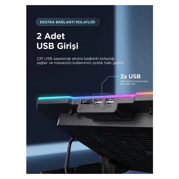 Rampage Freez S48 RGB 6 Fanlı 15.6" Laptop Soğutucu - Görsel 6