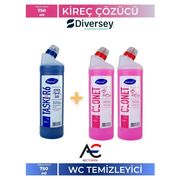 Diversey Taski Clonet Extra 750 Ml 2'li + Room Care R6 Tuvalet Temizleyici 750 Ml 2'li - Görsel 7