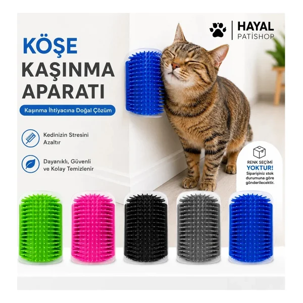 Buffer Buffer Kedi Köpek Tüy Toplayıcı Kendini Temizleyebilen Ergonomik Saplı Kullanımı Kaymaz Evcil Hayvan Tarağı Gri - Görsel 7