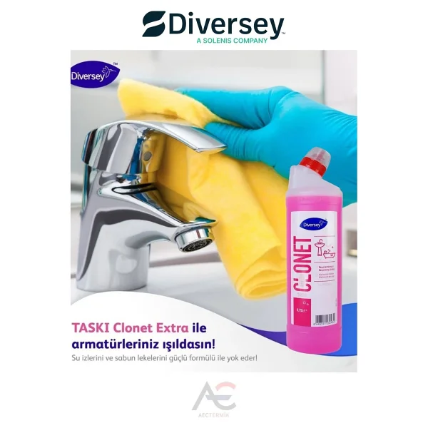 Diversey Taski Clonet Extra Kireç Çözücü Ve Banyo Temizleyici 750 Ml 6'lı - Görsel 4