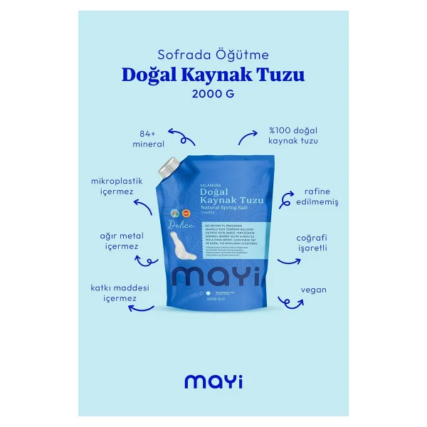 Mayi Tuz Sofrada Öğütme Doğal Salamura Tuzu 2 Kg - Görsel 2