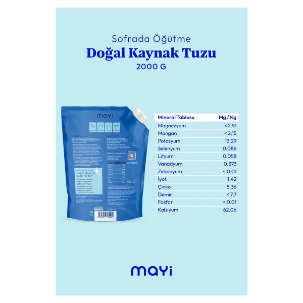 Mayi Tuz Sofrada Öğütme Doğal Salamura Tuzu 2 Kg - Görsel 4