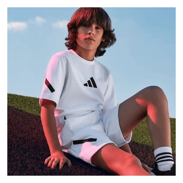 Adidas Z.N.E. Jj4144 Beyaz Kısa Kollu Bisiklet Yaka Çocuk Tişört - Görsel 5