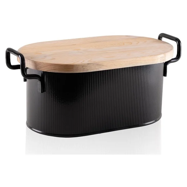 The Mia Stripe 40x22x18 Cm Ahşap Kapaklı Siyah Ekmek Kutusu - Görsel 2