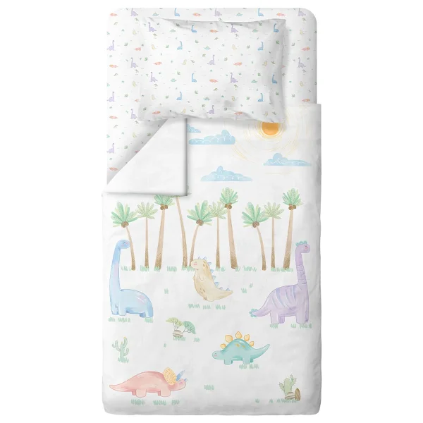 Casadora Baby Dino %100 Organik Pamuk Saten Bebek Çocuk Nevresim Takımı 160 X 220 Cm - Görsel 7