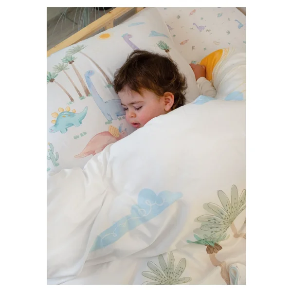 Casadora Baby Dino %100 Organik Pamuk Saten Bebek Çocuk Nevresim Takımı 160 X 220 Cm - Görsel 6