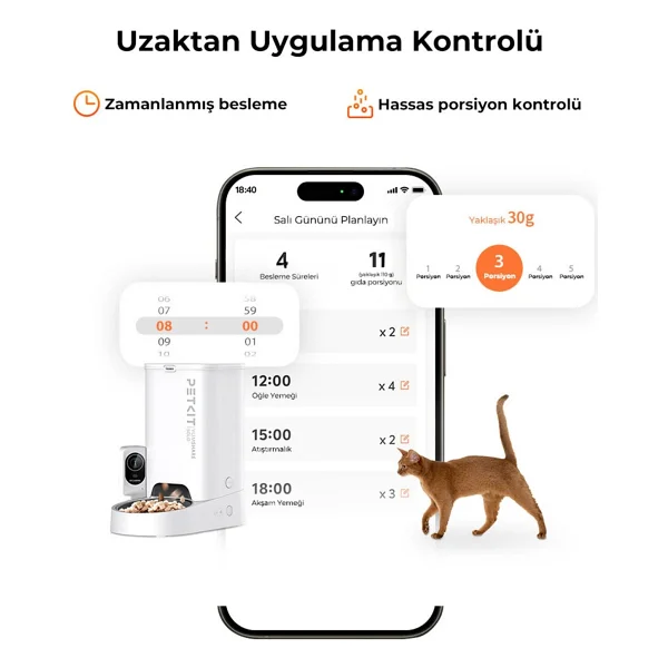 Petkit Yumshare Kameralı Çift Hazneli Akıllı Mama Kabı 2 Resmi Distribütör Garantili Beyaz - Görsel 5