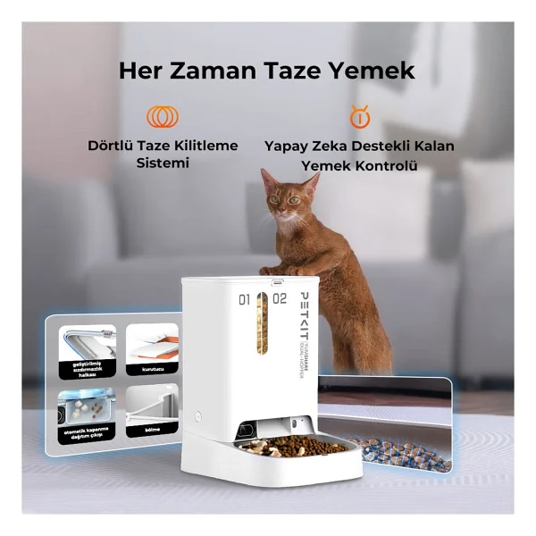 Petkit Yumshare Kameralı Çift Hazneli Akıllı Mama Kabı 2 Resmi Distribütör Garantili Beyaz - Görsel 6