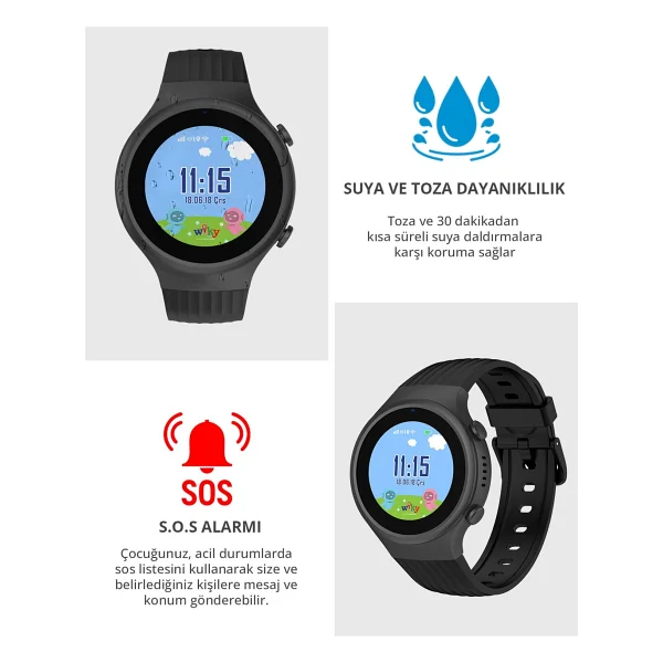 Wiky Watch 5s Siyah Akıllı Çocuk Saati - Görsel 8