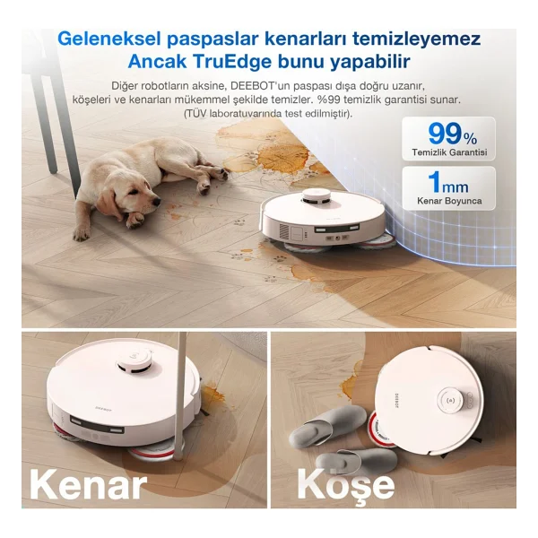 Ecovacs Deebot T30 Pro Omni Bej Çöp İstasyonlu Akıllı Robot Süpürge - Görsel 3